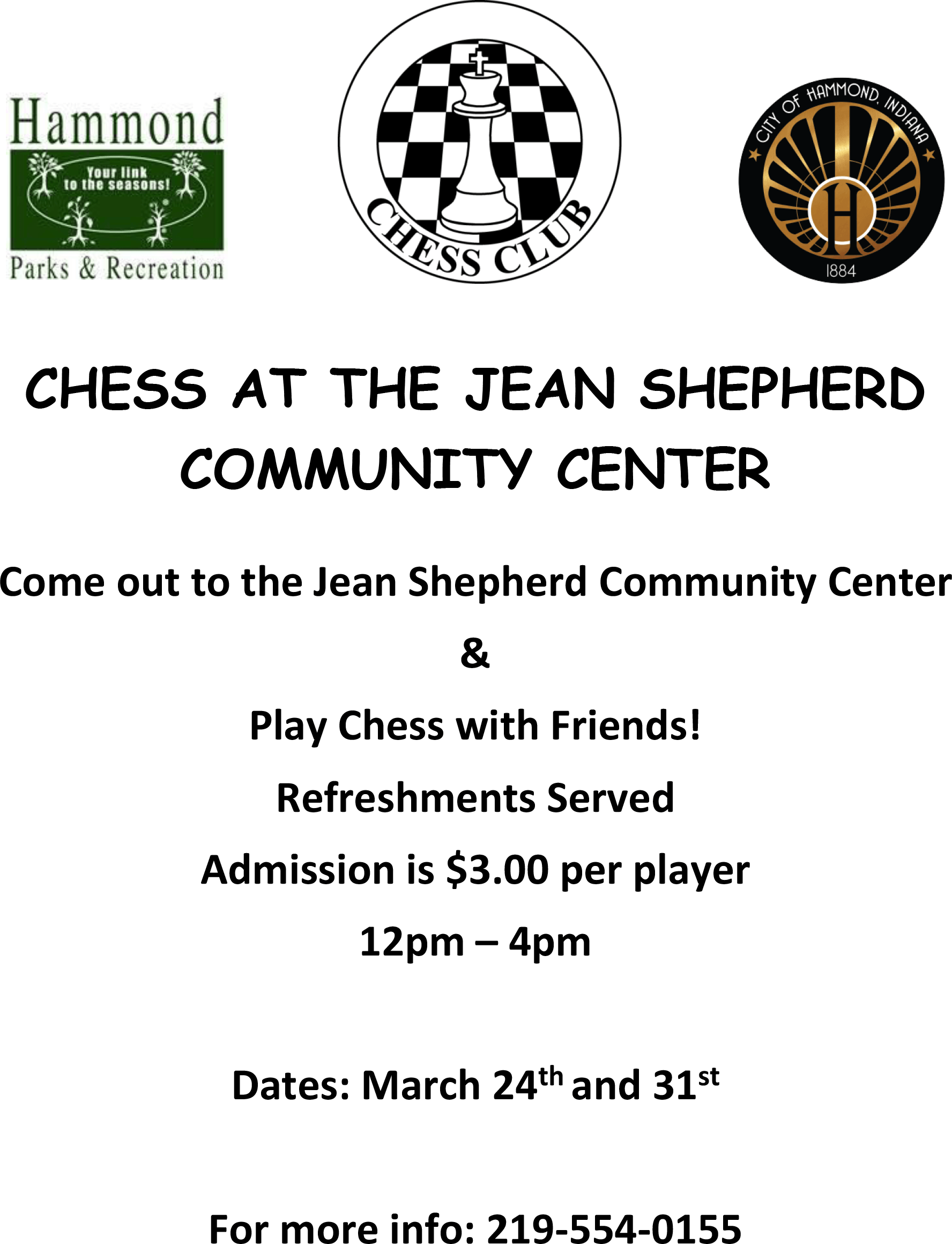 	 Open Chess at the Jean Shepherd Community Center