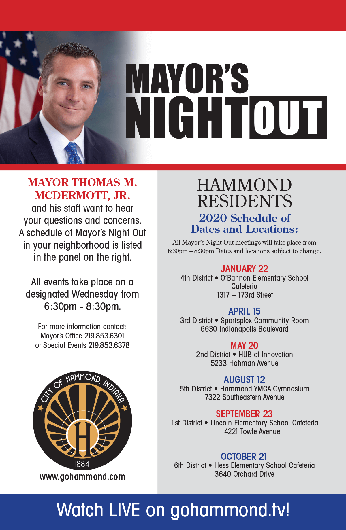 2019 Mayor's Night Out Schedule
