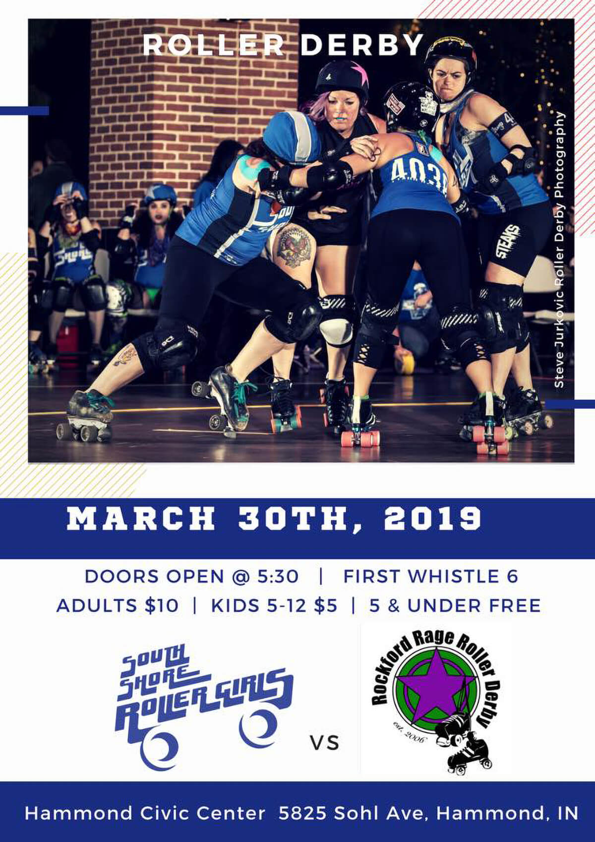 the South Shore Roller Girls back to Hammond as they open their season at the Hammond Civic Center on Saturday, March 30.