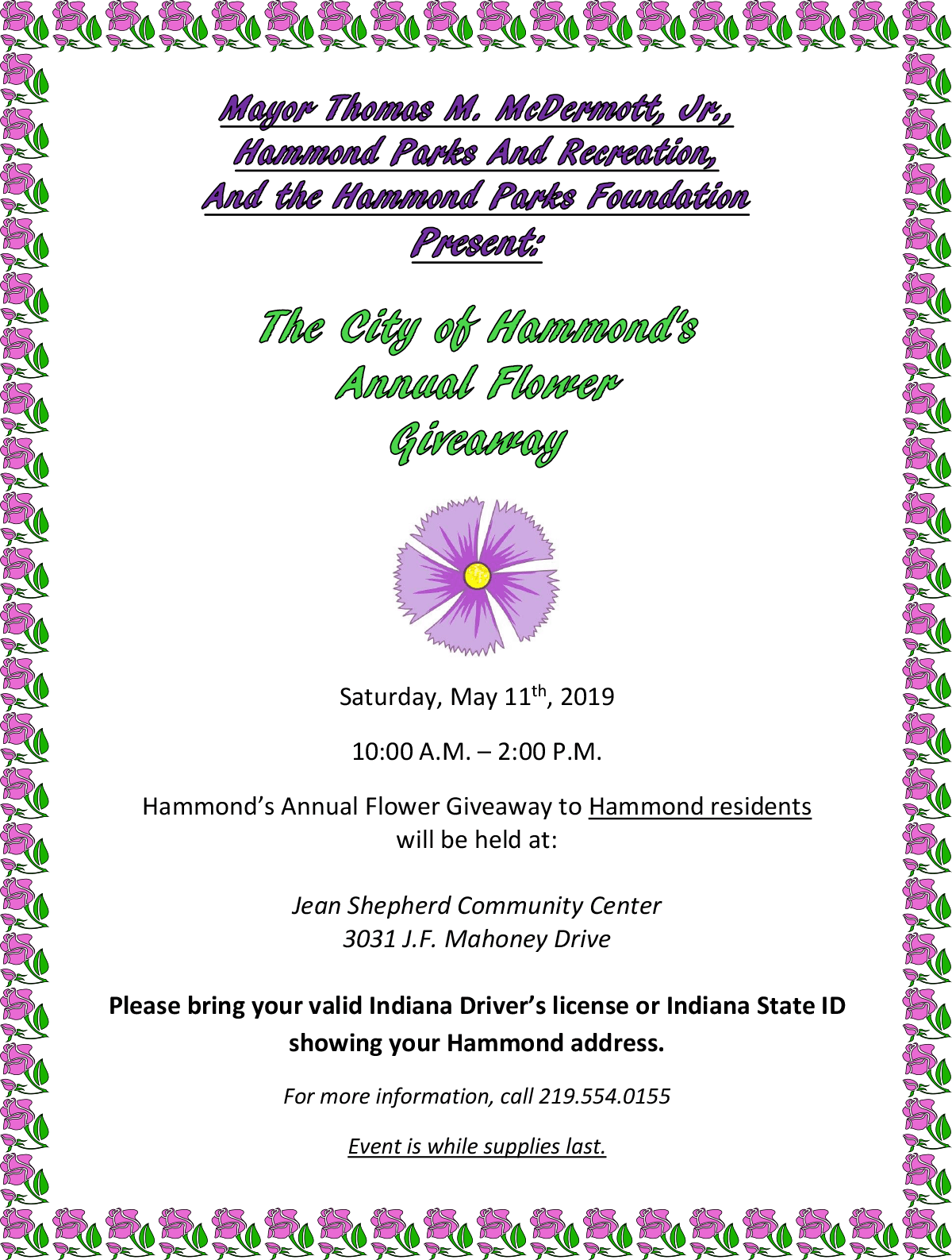 Hammond’s 2019 Flower Giveaway