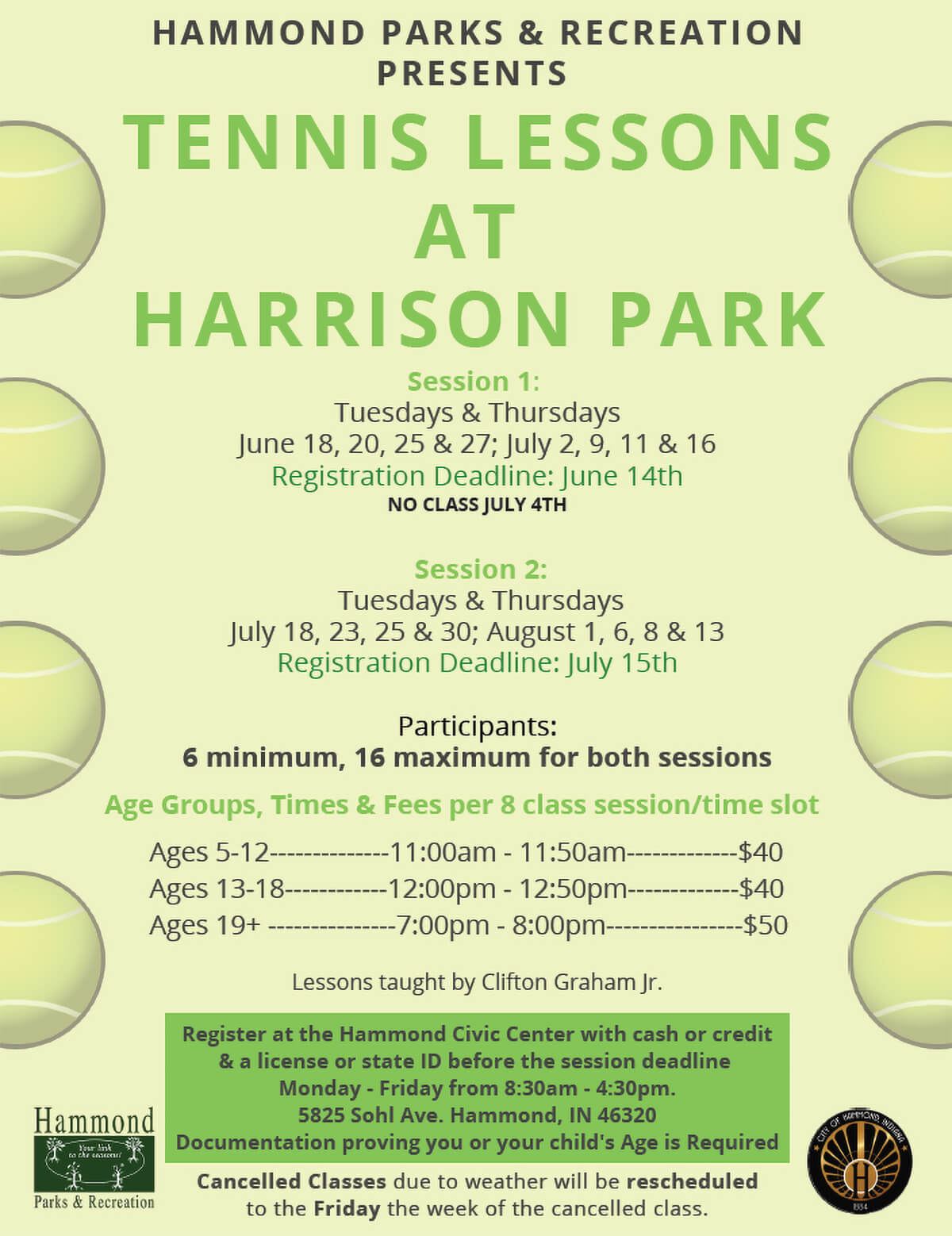 Tennis Lessons at Harrison Park