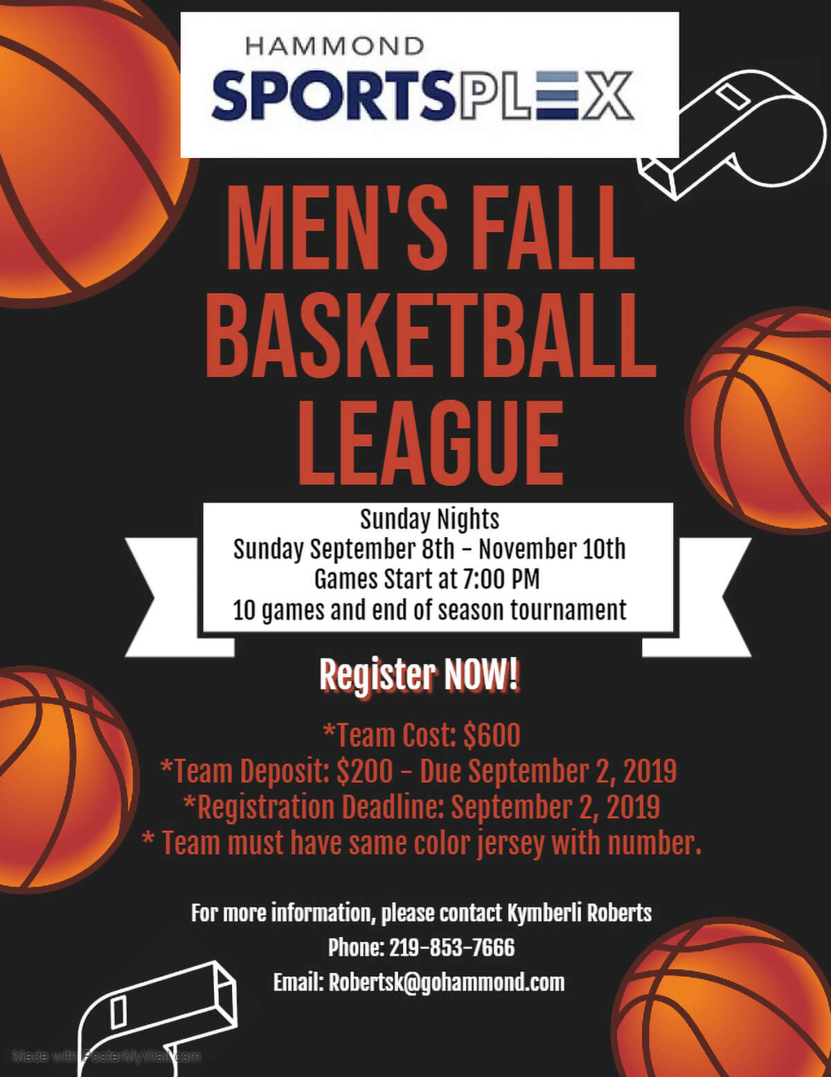 Hammond Sportsplex to Host Men’s Fall Basketball League