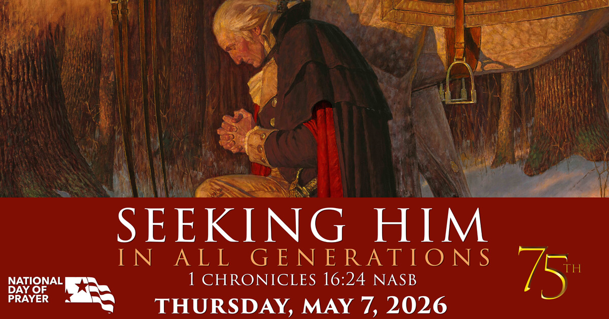 Flyer for the National Day of Prayer event, Thursday, May 7, 2026, 8am at the Hammond Sportsplex.