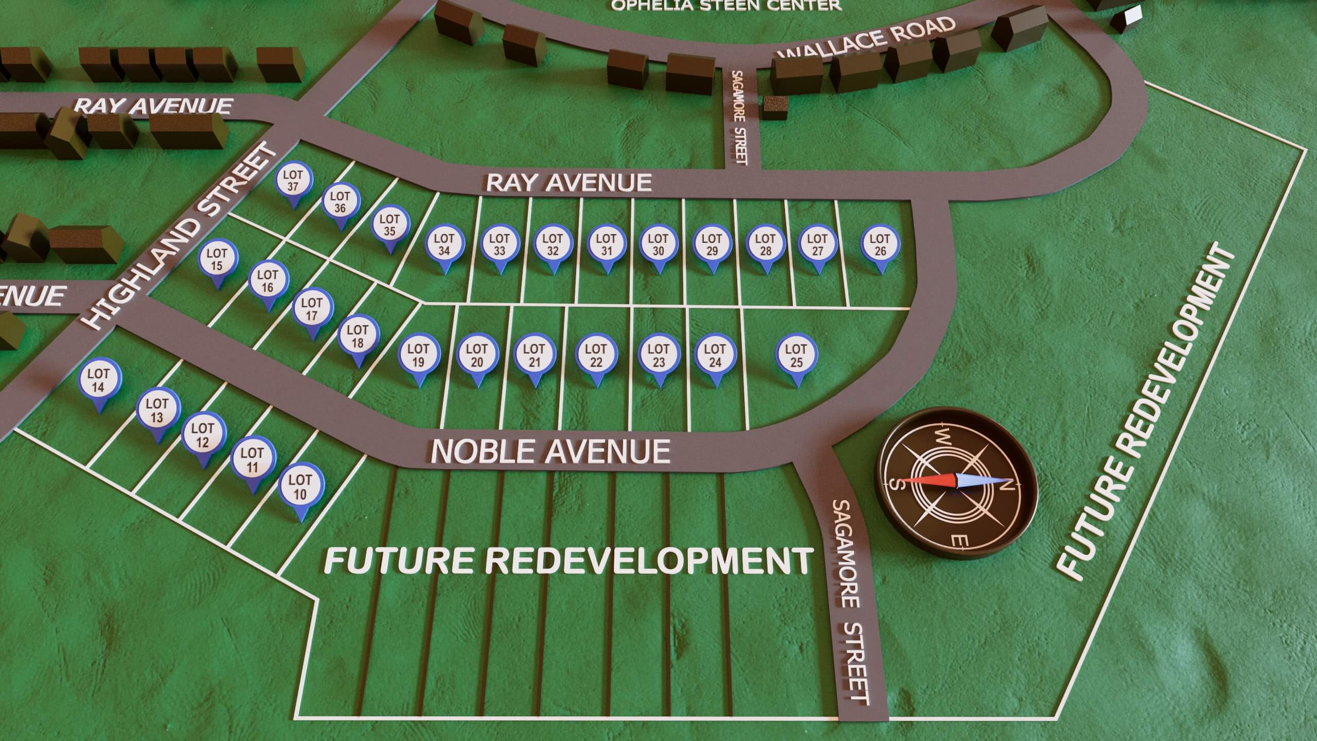 Memorial Park Residential lots map.
