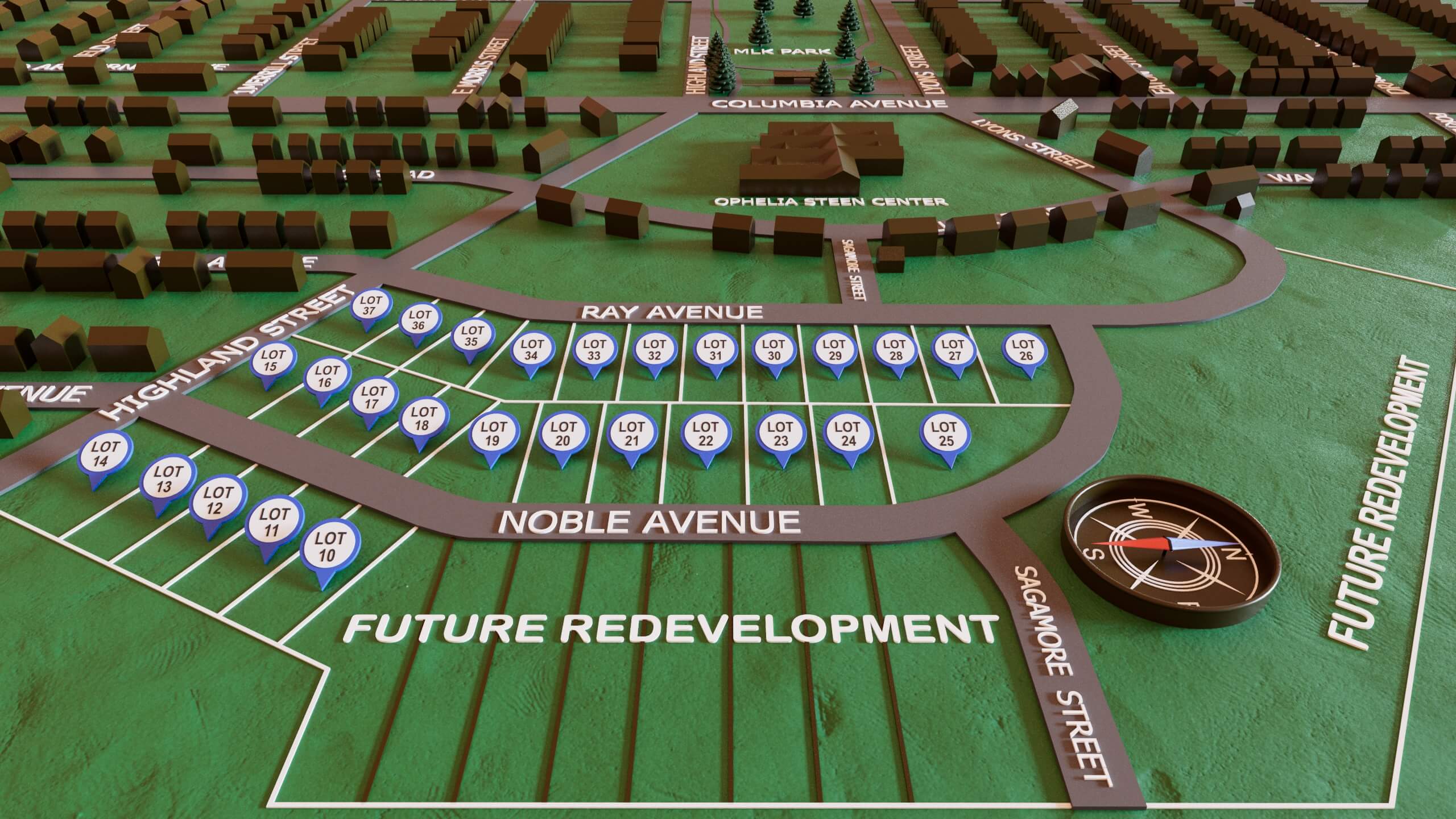 Memorial Park Residential lots map.
