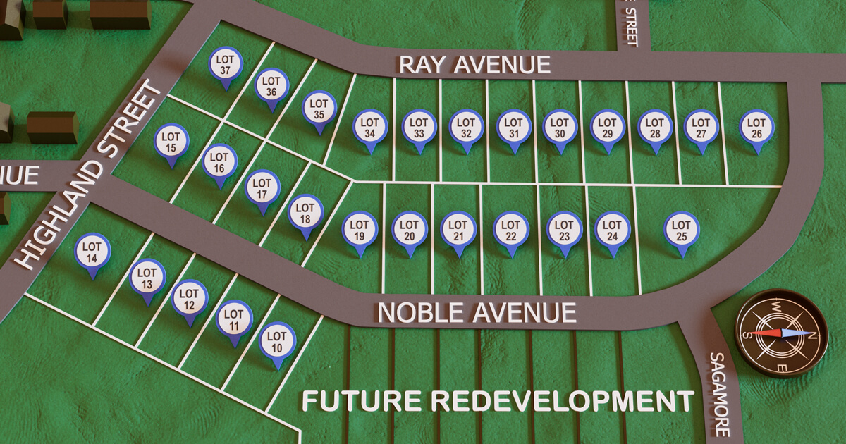 Memorial Park Residential lots map.