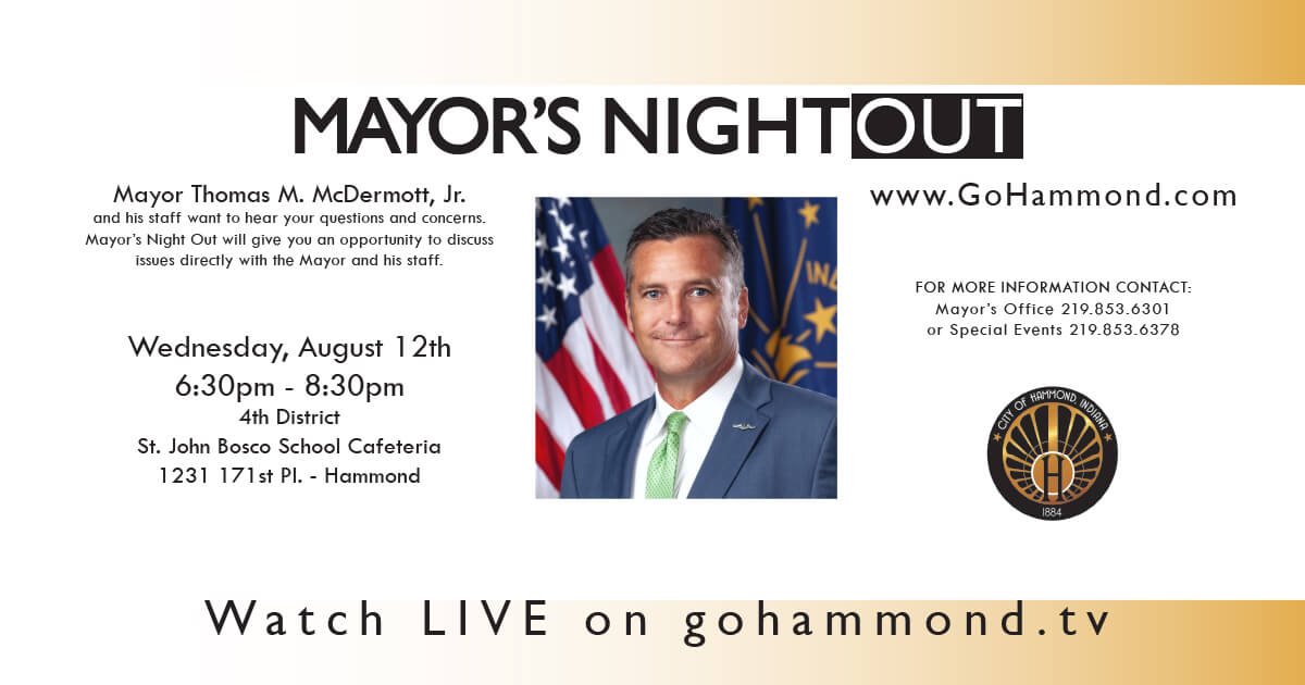 Flyer for the August 2026 Mayor's Night Out event.