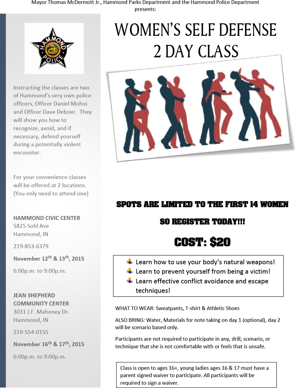 Women's 2 Day Self Defense Class