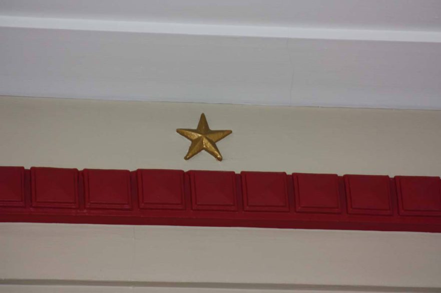 Detail of ceiling molding in Council Chamber.