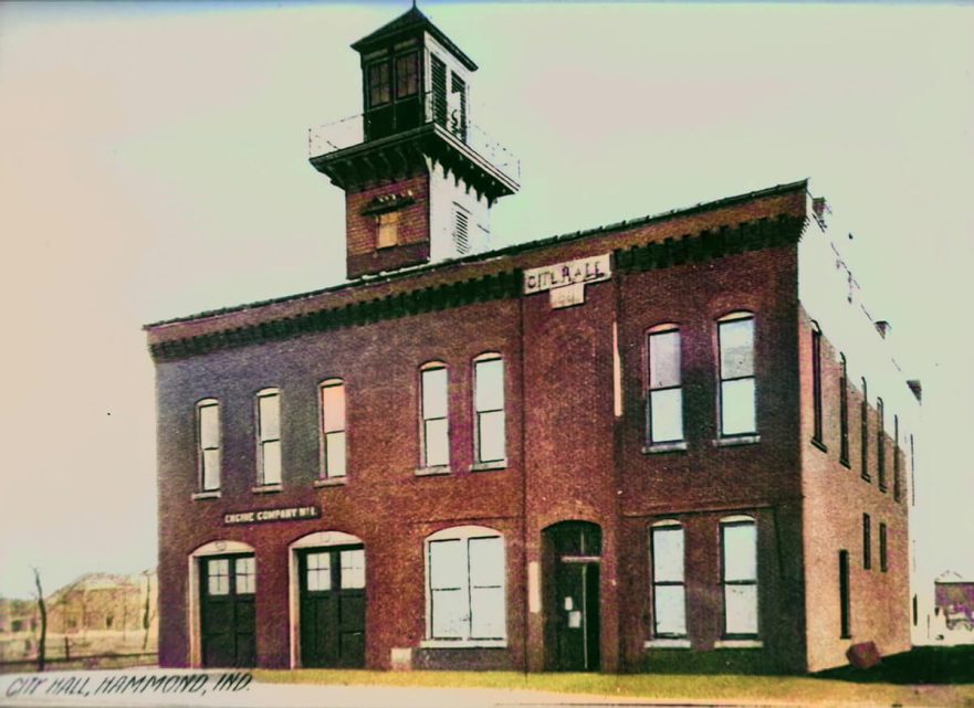 Hammond City Hall, circa 1890. (Colorized 2022)
