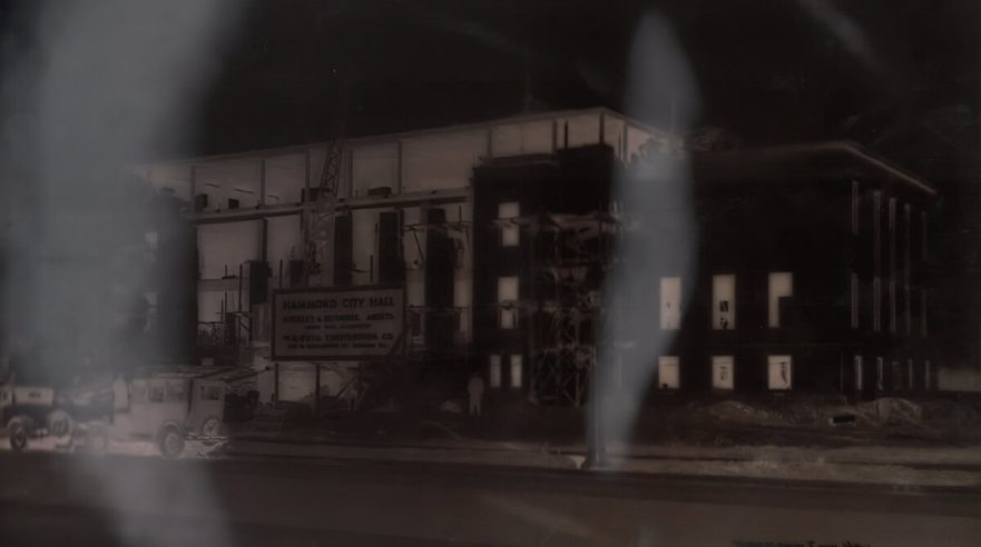 Negative Image of Hammond City Hall, east side of building, December 12,1931.
