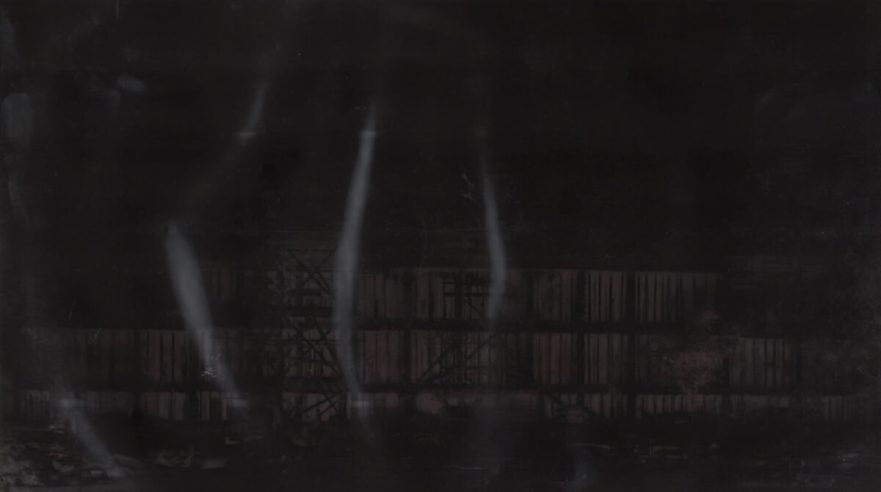 Negative image of first three floors during construction, October 2,1931.