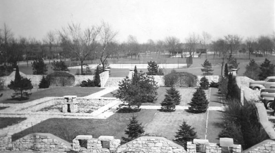 Sunken Garden looking east from City Hall, circa 1942.