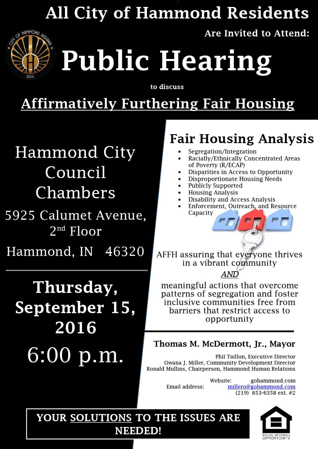 Public Hearings to discuss Affirmatively Furthering Fair Housing