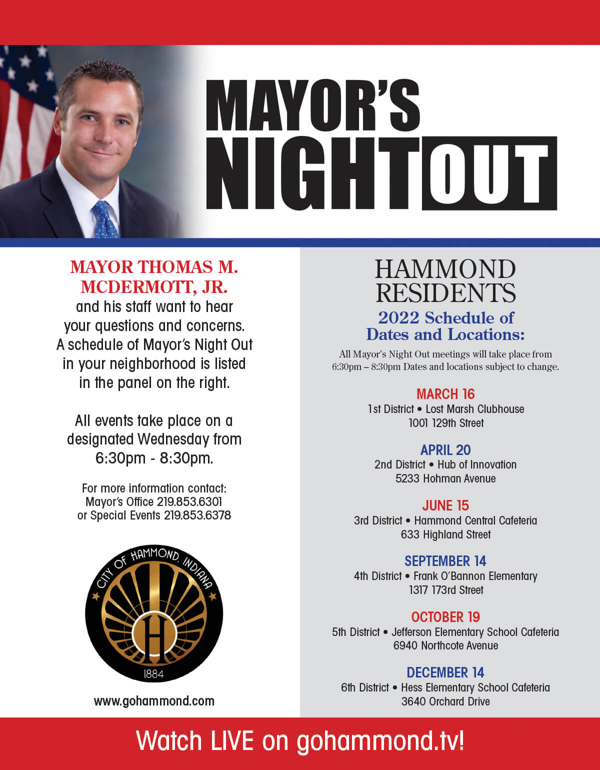 2021 Mayor's Night Out Schedule